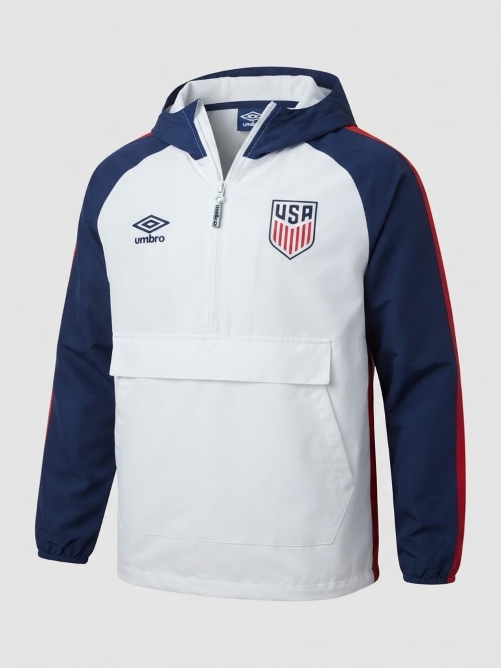 Umbro USA Soccer Pullover Jacket Adult XL White Navy Red Hooded NWT